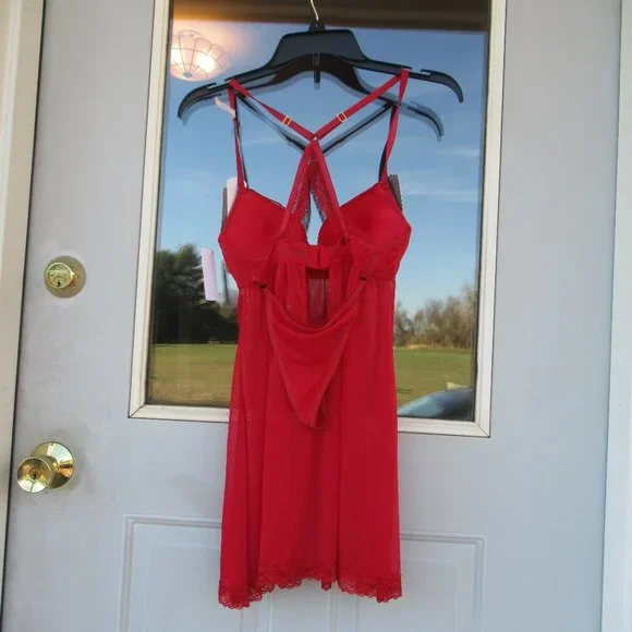 NWT push up baby doll & panty set red size S - Picture 10 of 16